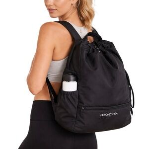 Beyond Yoga Black Drawstring
Backpack Travel Gym Bag Nylon
Large